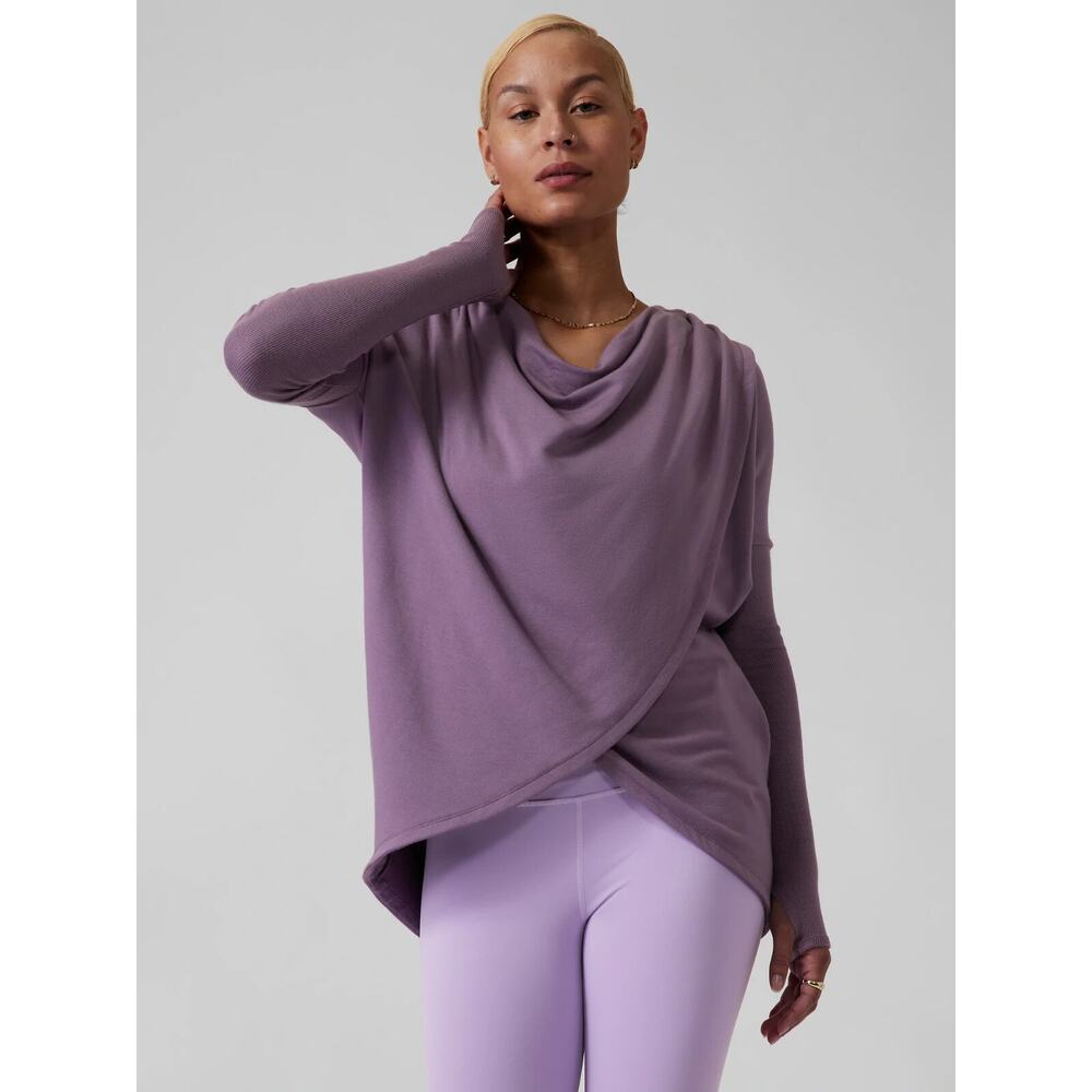 ATHLETA Plus Purple Dark Sky Violet Purana Wrap Hoodie Sweatshirt 2X